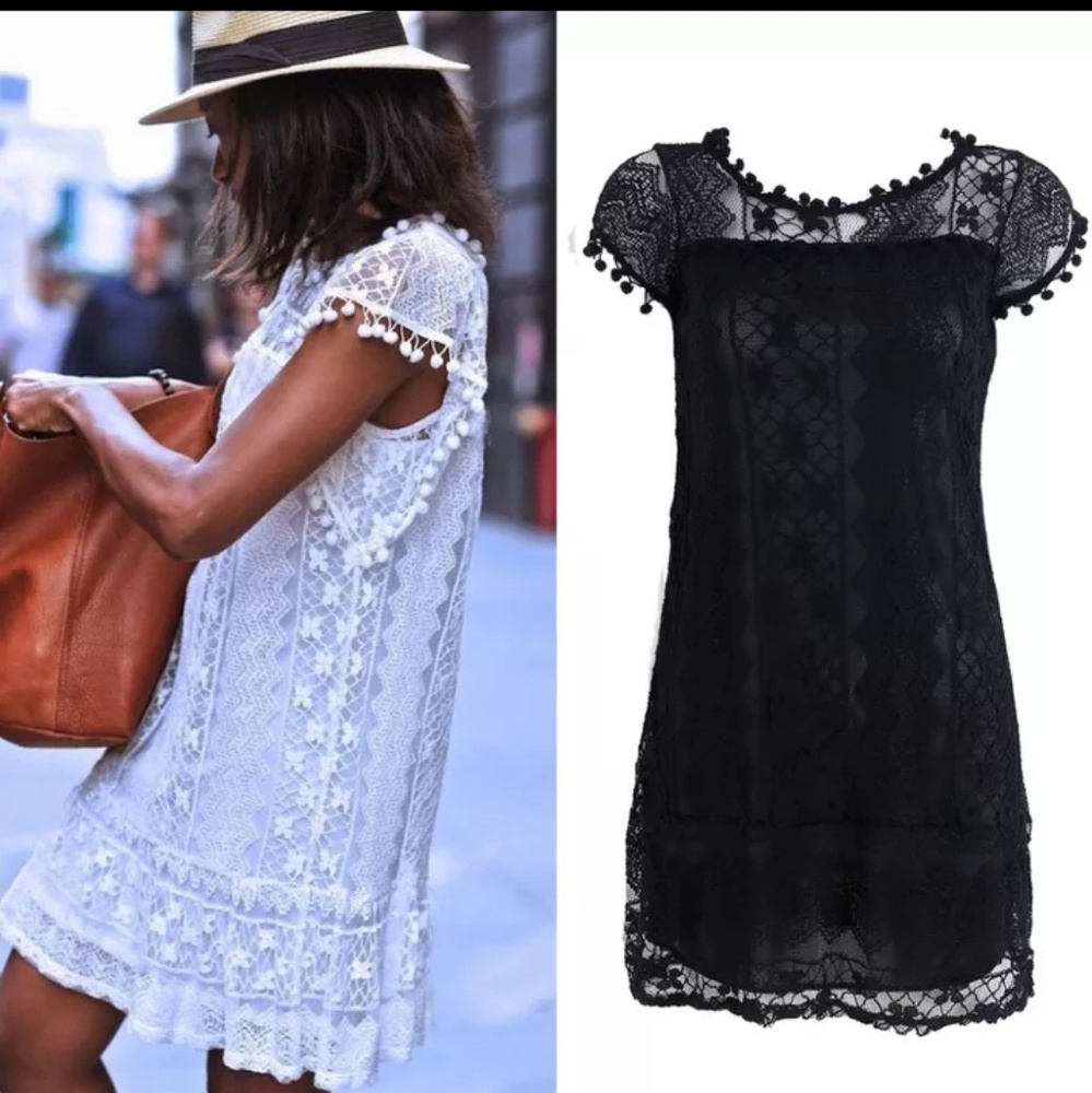 Boho Lace Pom Pom Mini Hippie Bohemian Gypsy  Mini - Picture 2 of 7